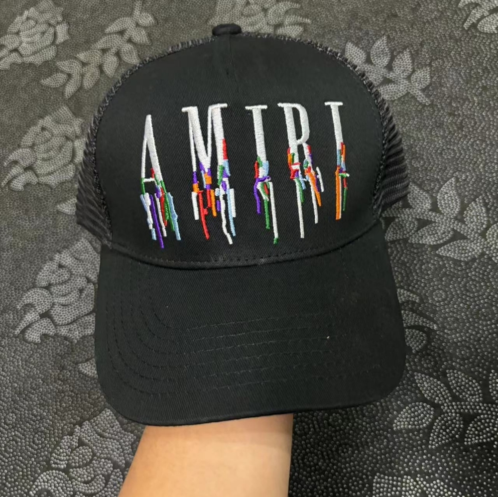 Amiri black baseball cap with paint splash print